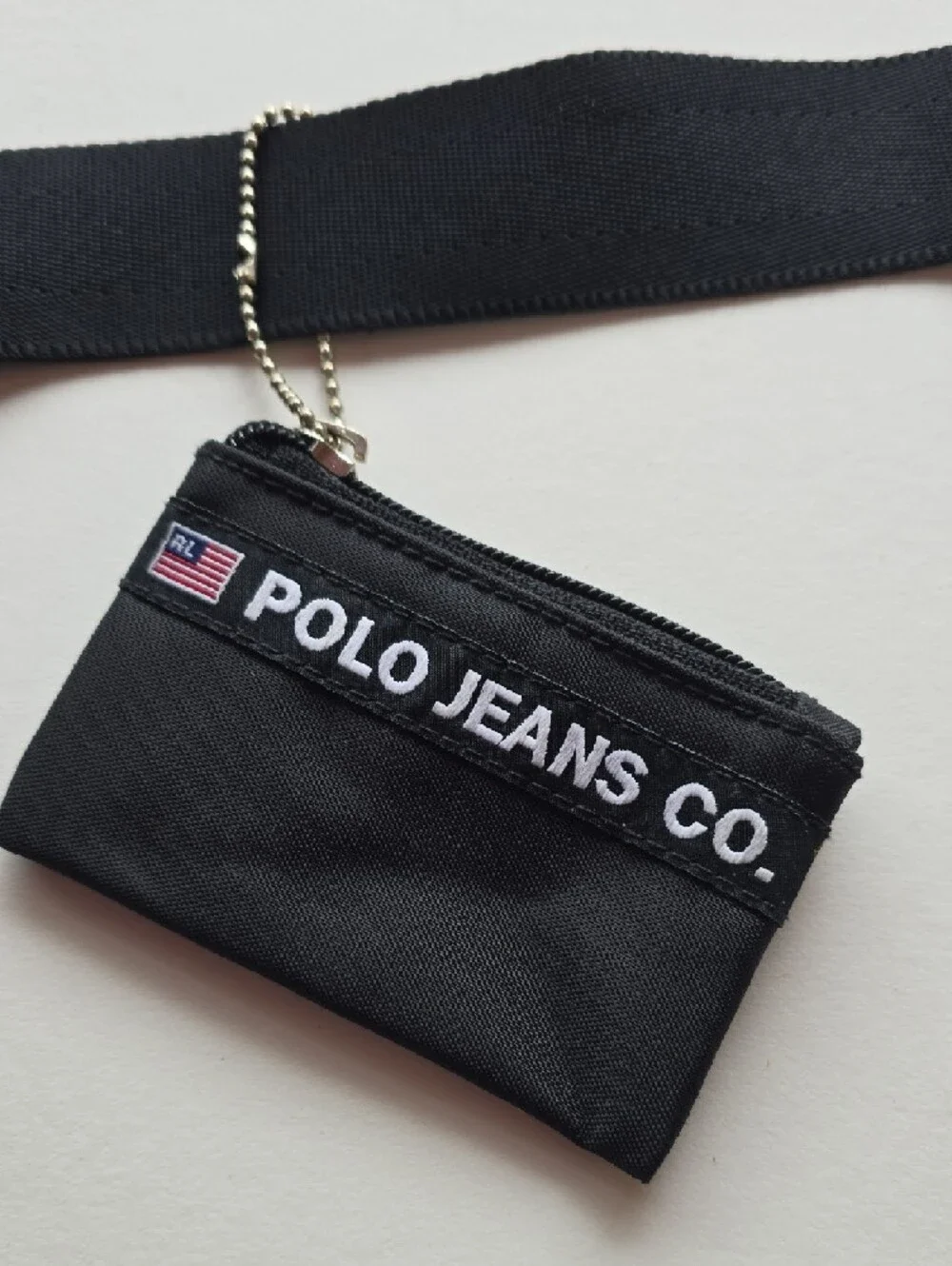Ralph Lauren Polo Jeans Co Black Nylon RARE Y2K Messenger Bag w/ Coin Purse